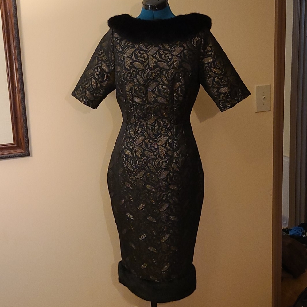 Vintage style brocade pencil dress